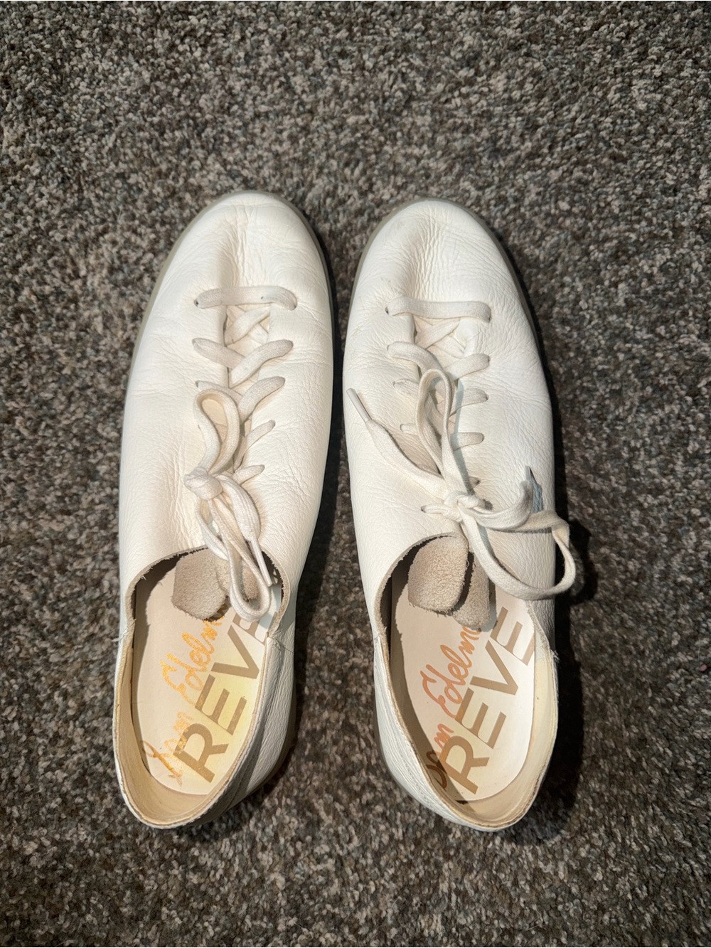 Sam Edelman White Lace-Up Leather Flats